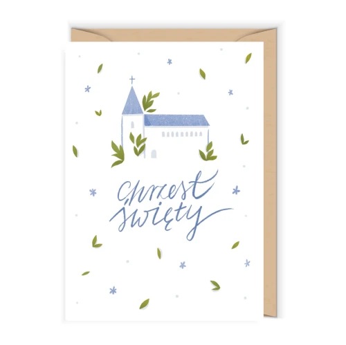 Kartka na Chrzest Church Blue
