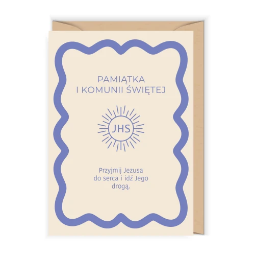 Kartka komunijna IHS fiolet